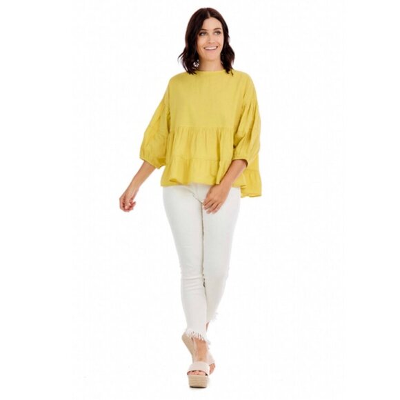 Lemon Flounce Blouse by MudPie - NWT! Size L - Picture 2 of 2